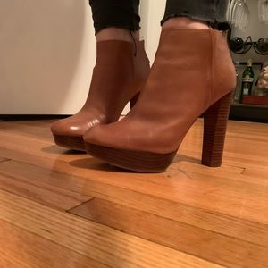 Michael Kors Luggage Color Leather Platform Bootie